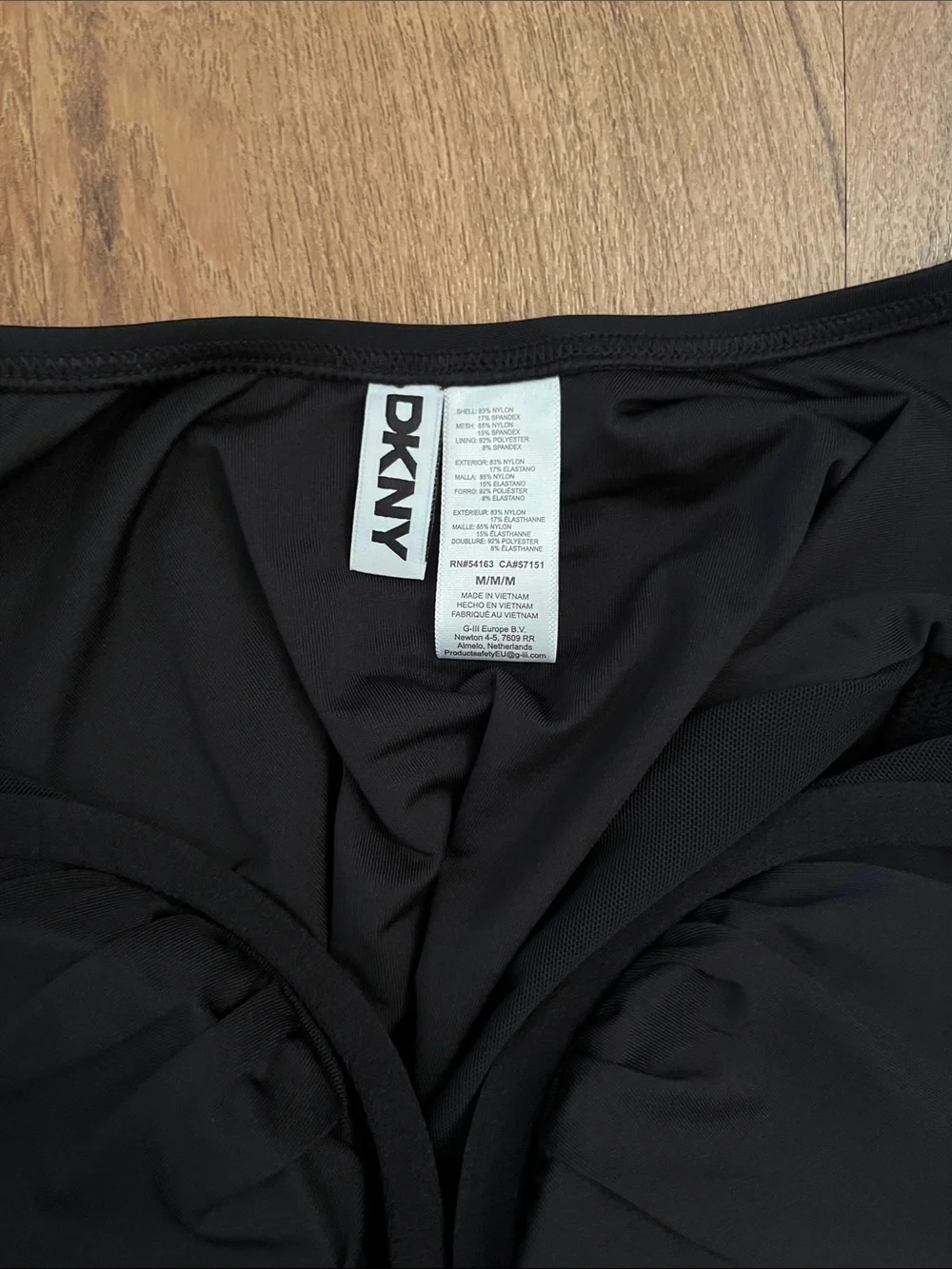NWT DKNY Ruffle Plunge Underwire Tummy Control One Piece Swimsuit Black - Picture 6 of 10